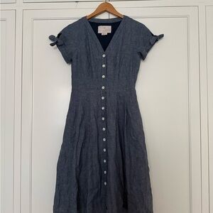 Gal meets Glam chambray Blue Button-Down Dress